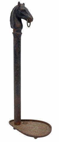 Appraisal: Cast iron hitching post late th c with horse head