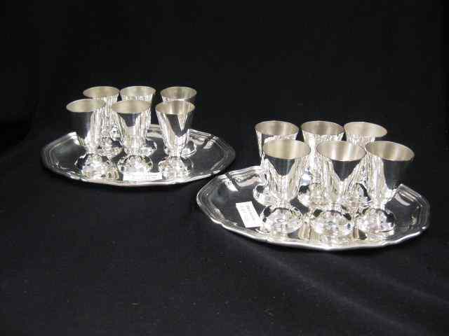 Appraisal: Silverplate Cordials Two Oval Trays excellent