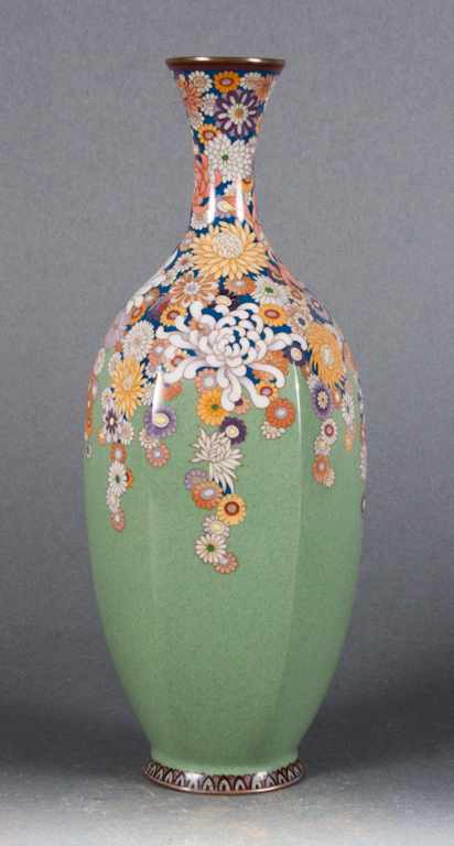 Appraisal: Japanese cloisonne enamel vase early th century floral decoration in