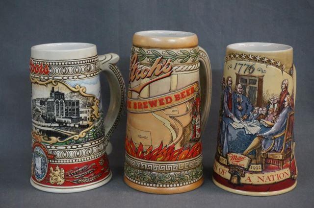 Appraisal: Miller Stroh's and Coors Ceramarte Beer Steins Produced by Ceramarte