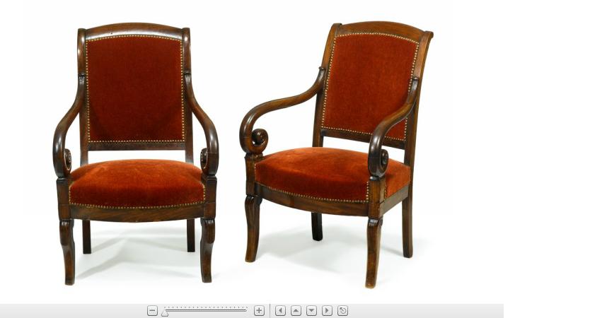 Appraisal: Pair of Louis Philippe mahogany bergeres The shaped back issuing