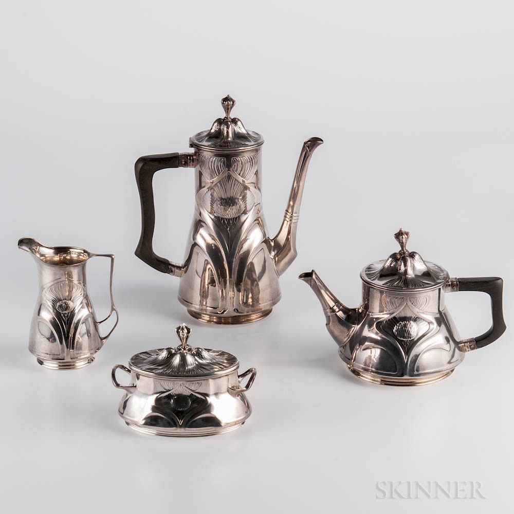 Appraisal: Four-piece German Art Nouveau Sterling Silver Tea and Coffee Service