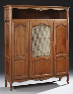 Appraisal: French Louis XV Style Carved Walnut Bookcase earl French Louis