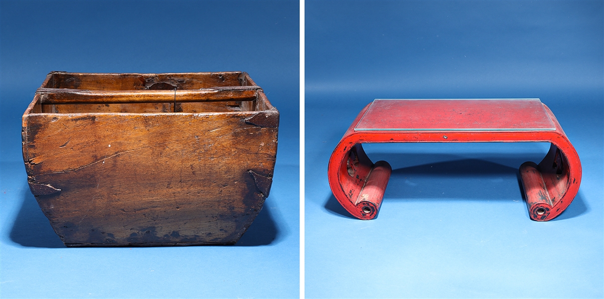 Appraisal: Two various Chinese objects including Chinese wood and metal rice