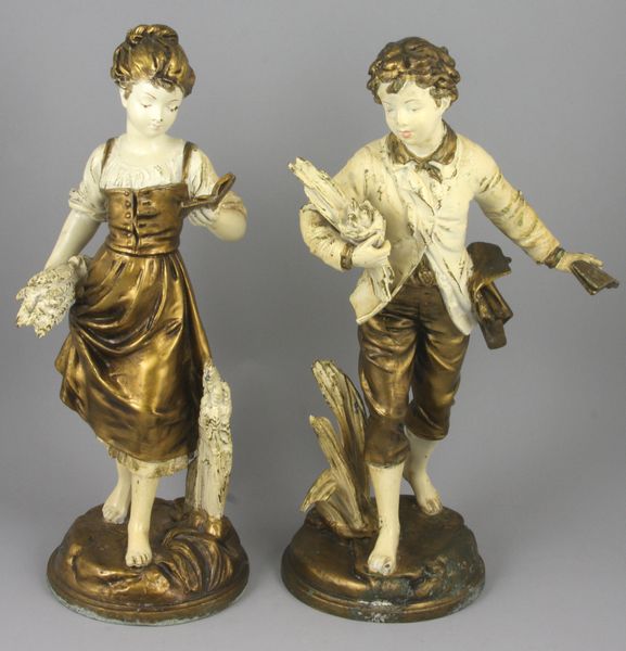 Appraisal: Emile Bruchon French - pair of painted white metal sculptures