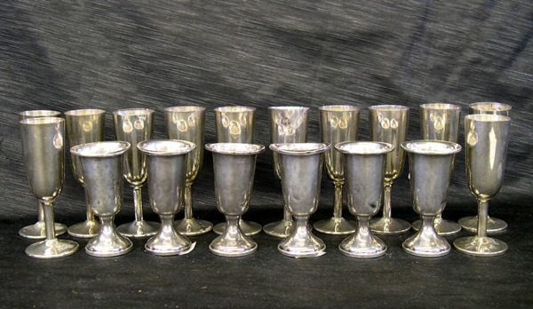 Appraisal: Group of Eighteen Sterling Silver Liqueur Goblets consisting of a