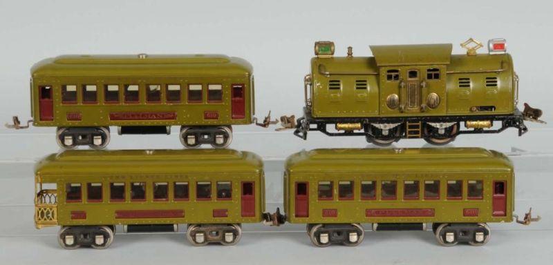 Appraisal: Lot of Lionel No O-Gauge Olive Locomotive Description Pre-war Includes