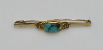 Appraisal: A Georg Jensen ct gold and turquoise bar brooch model