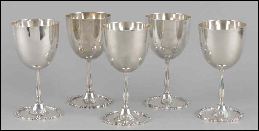 Appraisal: SET OF FIVE STERLING SILVER GOBLETS ozt Condition No Specific