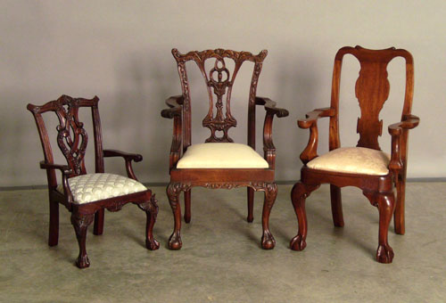 Appraisal: Three Chippendale style child's armchairs