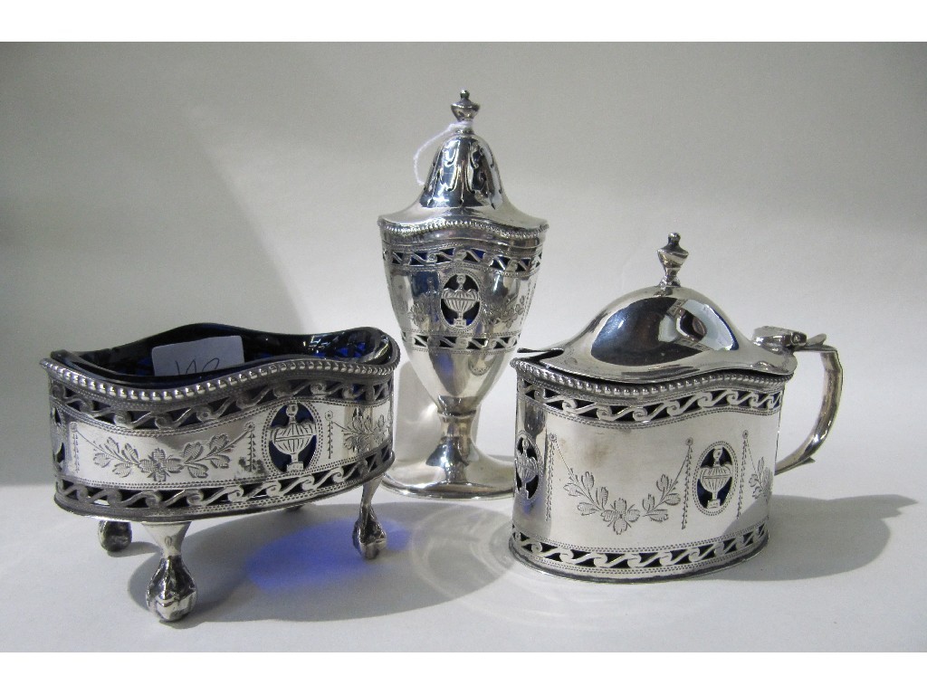 Appraisal: Three piece silver condiment set London