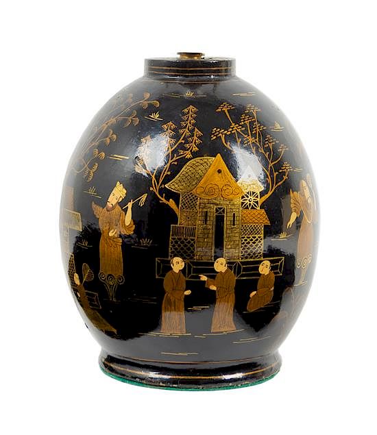 Appraisal: An English Papier-Mache Urn Height overall inches An English Papier-Mache