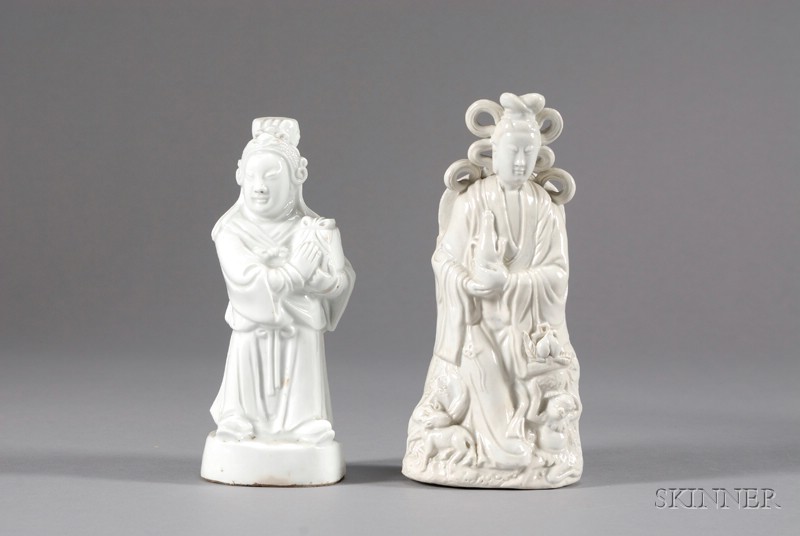 Appraisal: Two White Glazed Pottery Figures southern China th century a