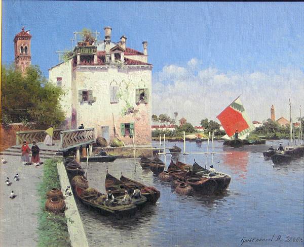 Appraisal: Vasiliy Nicholayevich Gribennikov Russian born Fishing boats Venice signed in