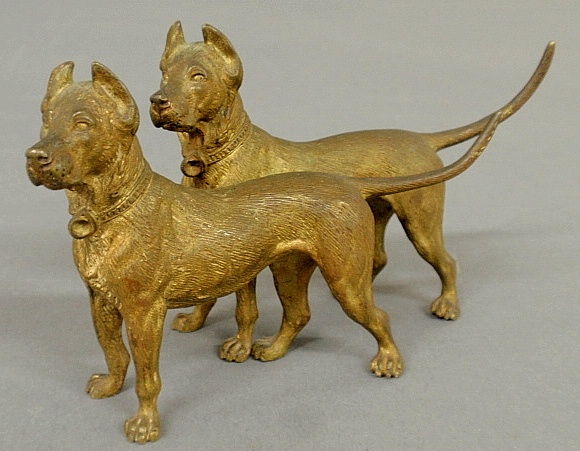 Appraisal: - Bronze figural group of two dogs probably German or