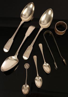 Appraisal: Three George III silver fiddle pattern tablespoons Peter William Bateman