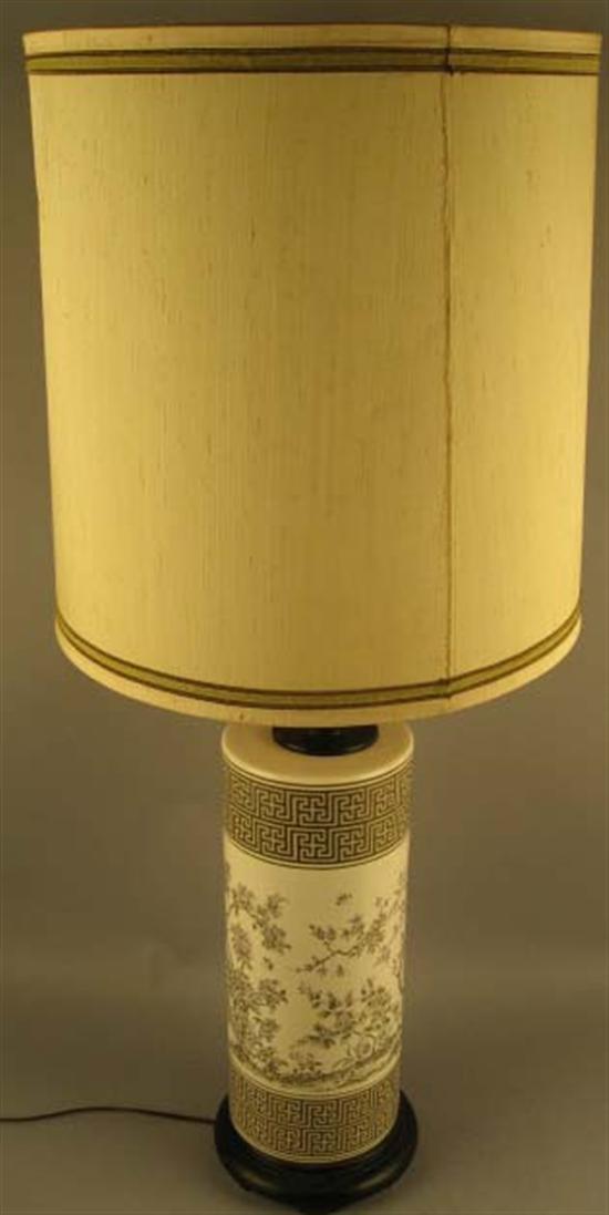 Appraisal: Asian Porcelain Lamp with wood base and metal upper support