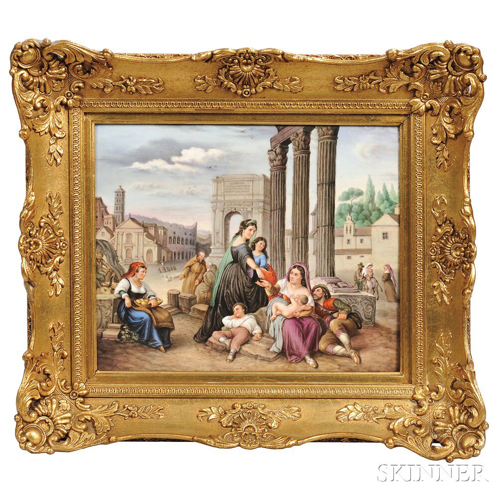 Appraisal: KPM Porcelain Plaque Depicting Roman Ruins late th early th