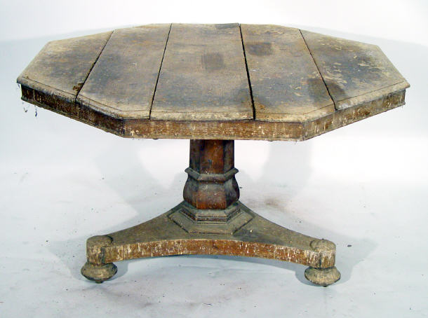 Appraisal: Georgian mahogany octagonal breakfast table on pedestal and bun feet