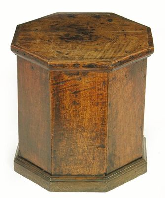 Appraisal: An early th century octagonal oak close stool the top