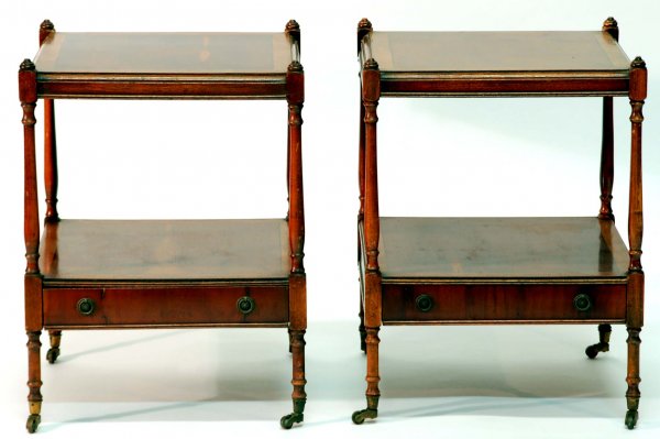 Appraisal: Pair of end tables Single shelf with drawer Turned legs