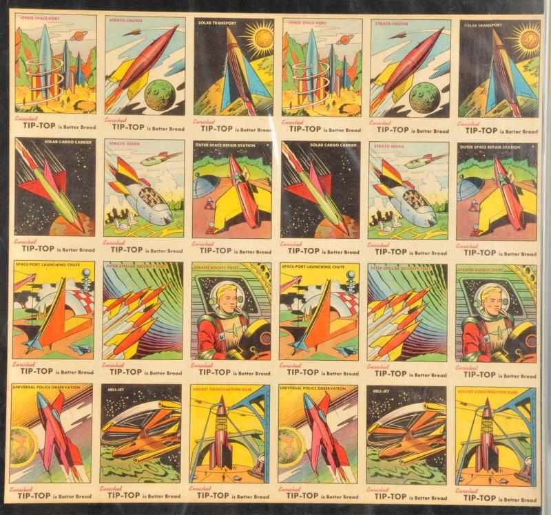 Appraisal: Uncut Sheet of Tip-Top Bread Space Cards Description Circa s