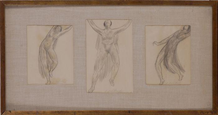 Appraisal: Abraham Walkowitz American - Modern Dance Three pencil sketches each