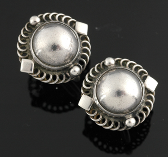 Appraisal: A pair of silver earrings by Georg Jensen The sterling