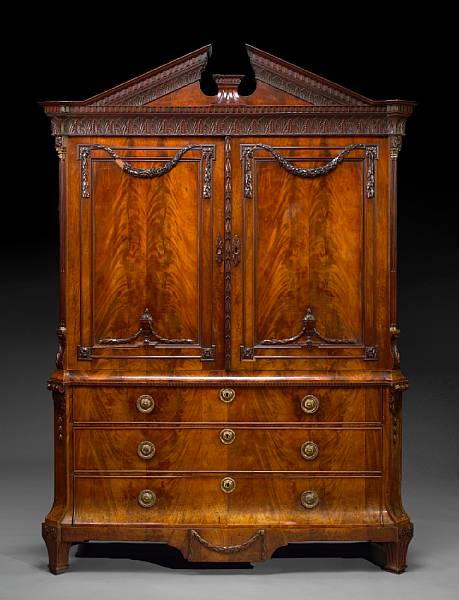 Appraisal: A Dutch Neoclassical carved mahogany linen press early th century