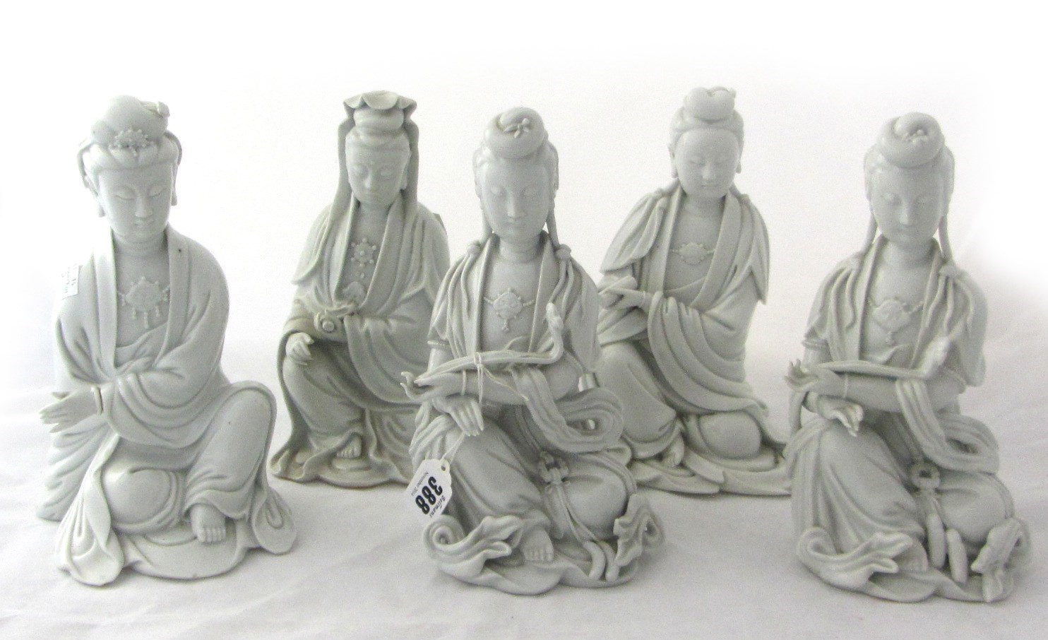 Appraisal: Five Chinese blanc-de-chine figures of Guanyin late th th century