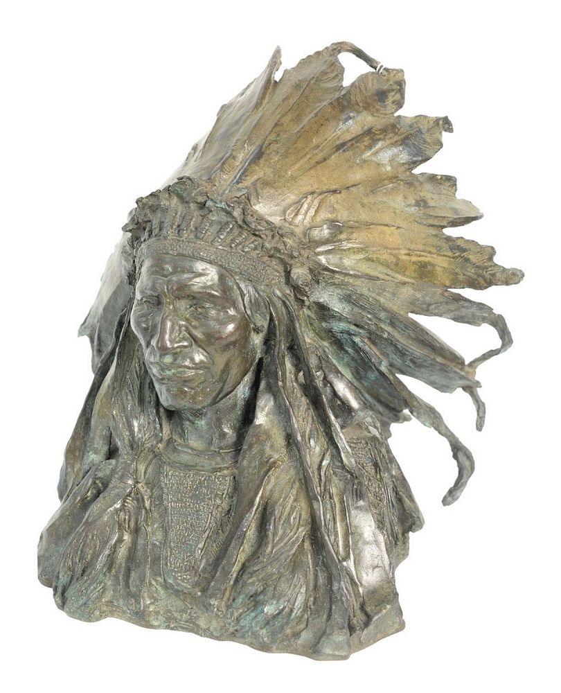 Appraisal: After Adolph Alexander Weinman - Chief Blackbird Oglala Sioux bronze