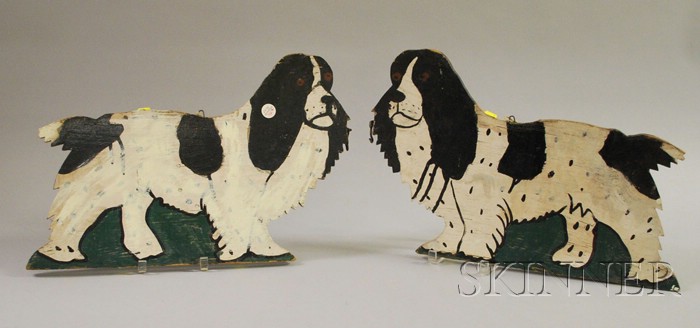 Appraisal: Pair of Painted Wood Spaniel Lawn Ornaments lg in