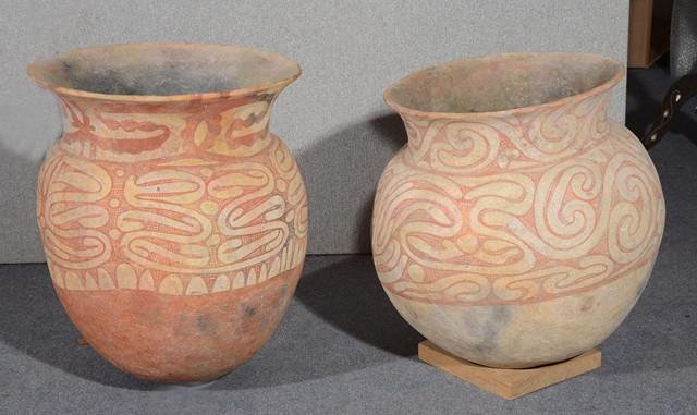 Appraisal: BAN CHIANG NORTHERN THAILAND POTTERY TWO LARGE EARTHENWARE STORAGE JARS