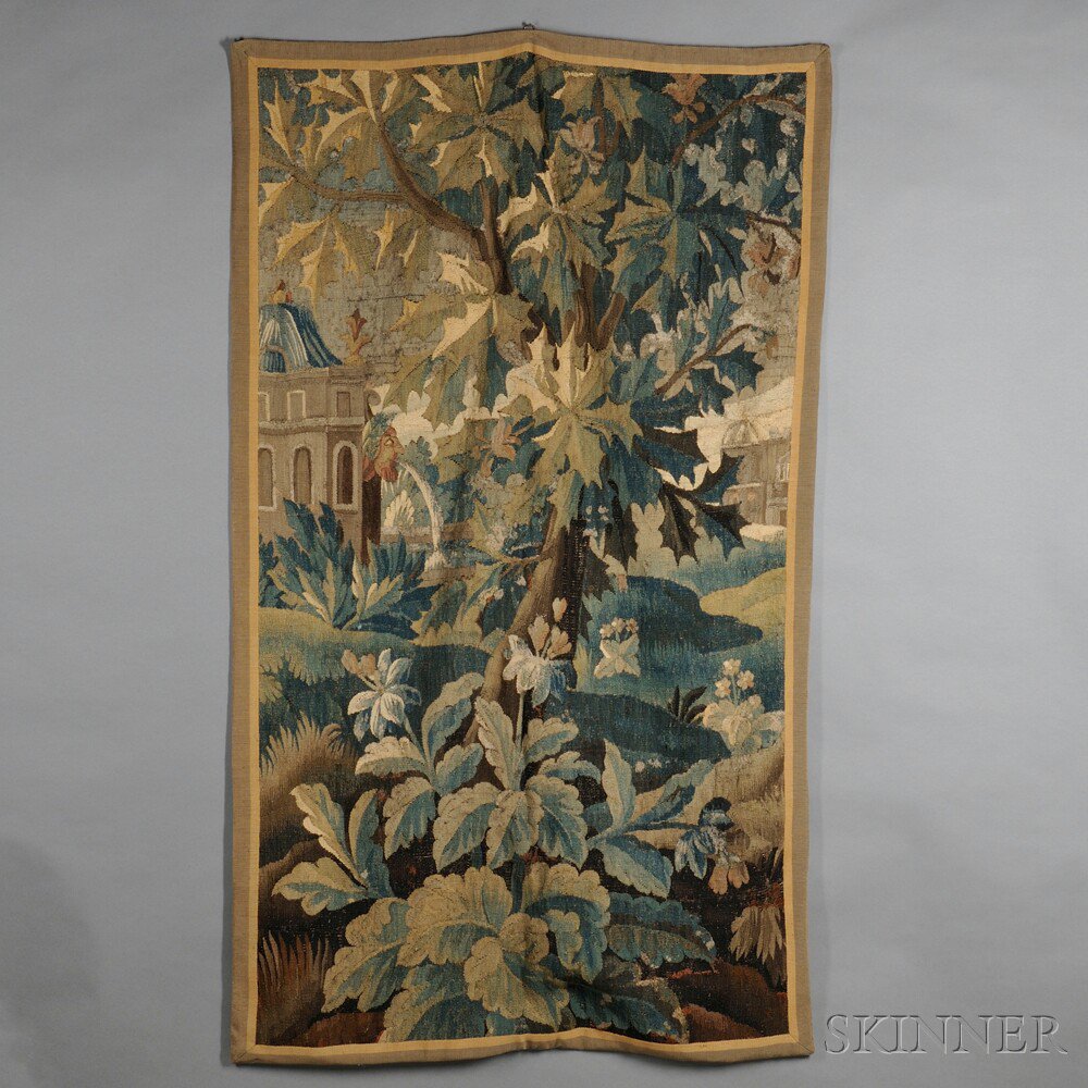 Appraisal: Verdure Tapestry Fragment northern Europe th century the wool woven