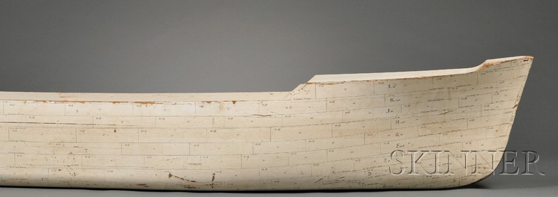 Appraisal: Large White-painted Wooden Half-Hull Ship Model probably America th century