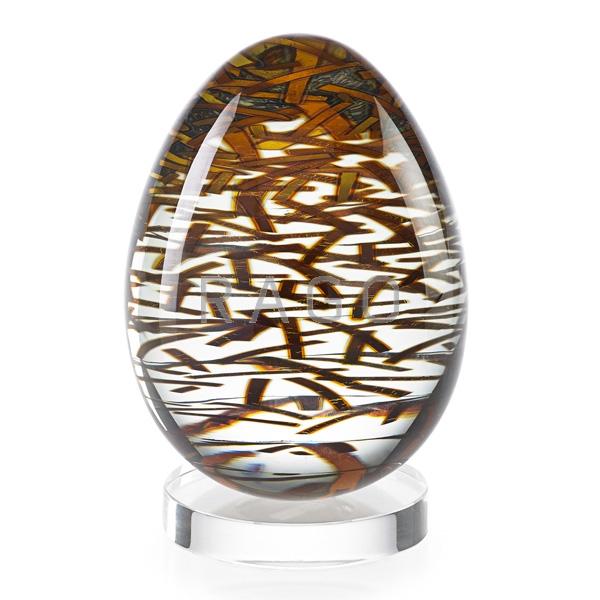 Appraisal: TOMAS HLAVICKA Glass egg with gold leaf Condition Report Base