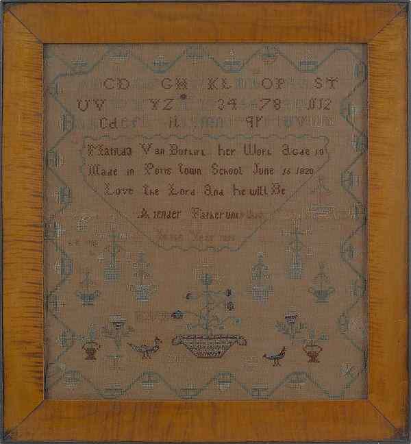 Appraisal: Pennsylvania silk on linen sampler dated inscribed Matilda van Buskirk