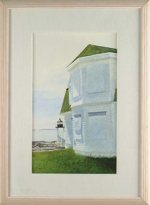 Appraisal: GARY AKERS American - PORT CLYDE LIGHTHOUSE Watercolor scene shows