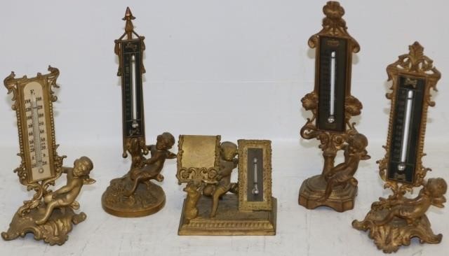 Appraisal: LOT OF FIVE LATE TH CENTURY SIMILAR FIGURALCHERUB STYLE GILT