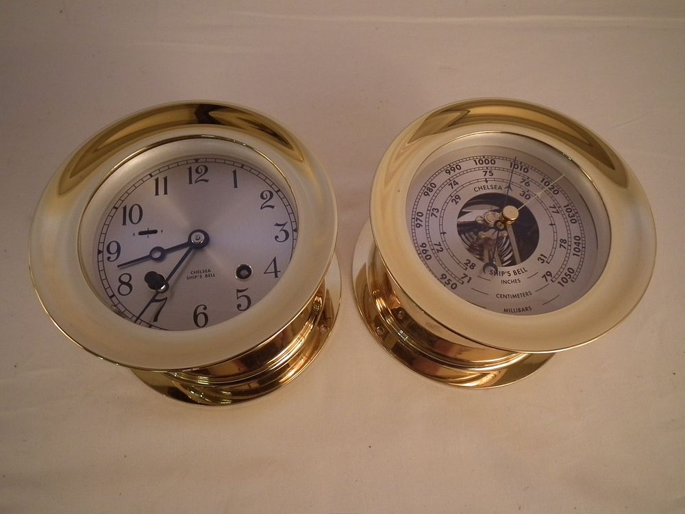 Appraisal: CHELSEA SHIP CLOCK BAROMETER Chelsea Ship's Bell clock and matching