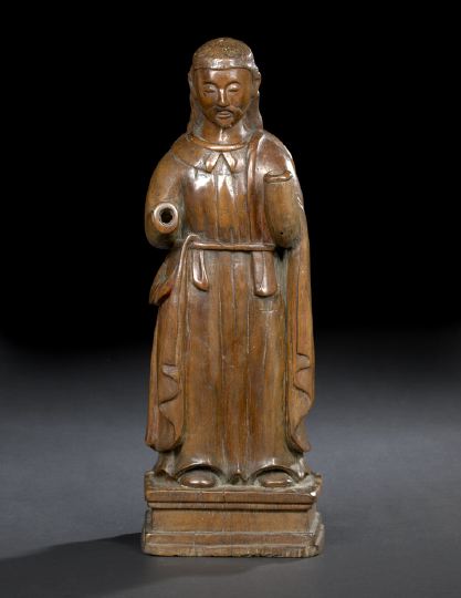 Appraisal: Spanish Colonial Carved Fruitwood Figure of St James the Greater