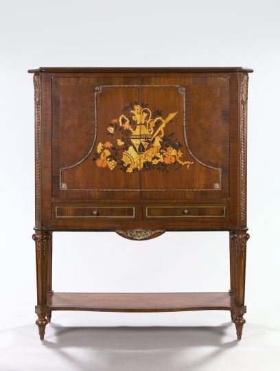 Appraisal: Louis XVI-Style Kingwood Cabinet the rectangular top with projecting canted