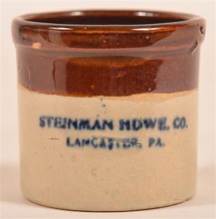 Appraisal: Steinman Hdwe Co Lancaster Miniature Crock Steinman Hdwe Co Lancaster