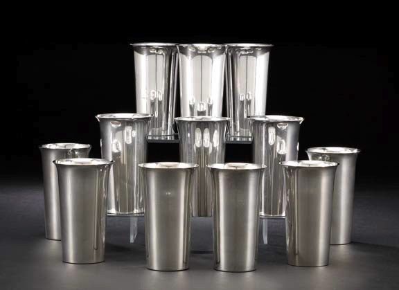 Appraisal: Twelve American Sterling Silver Tall Beakers third quarter th century