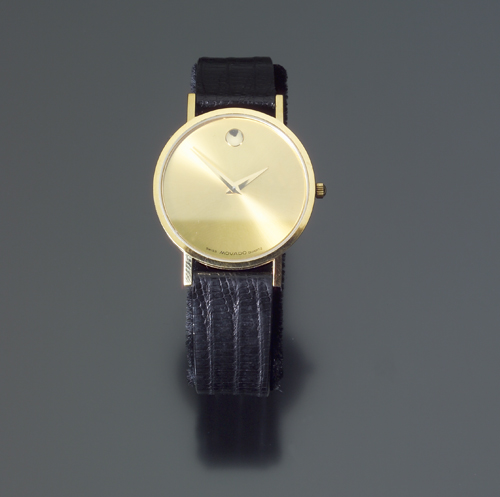 Appraisal: Gentleman's Movado Museum watch Black face with lizard bracelet