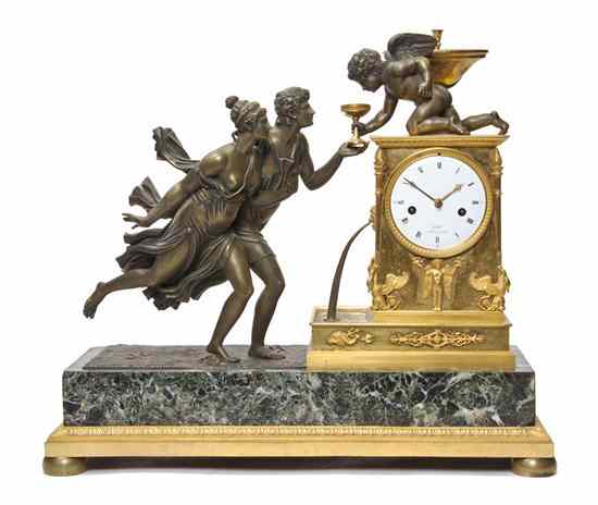 Appraisal: An Empire Gilt Bronze and Marble Mantel Clock Gerard-Jean Galle