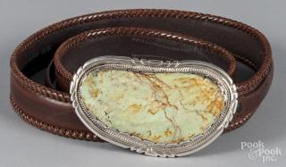 Appraisal: Oversized Navajo sterling silver belt buckle set with a large