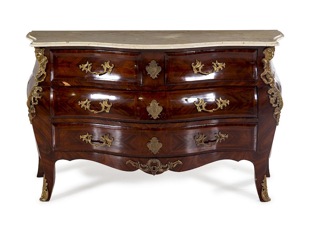 Appraisal: A Regence Style Gilt Bronze Mounted Tulipwood Commode A Regence