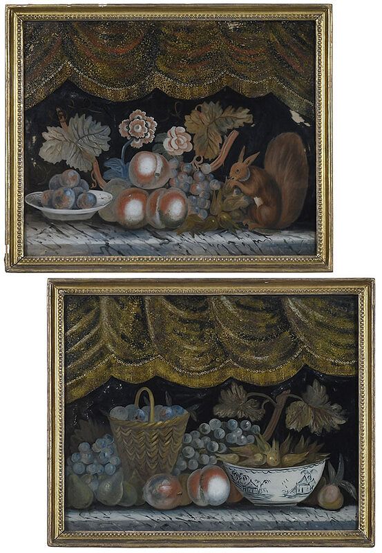 Appraisal: Pair of Unusual Reverse Paintings on Glass British th century