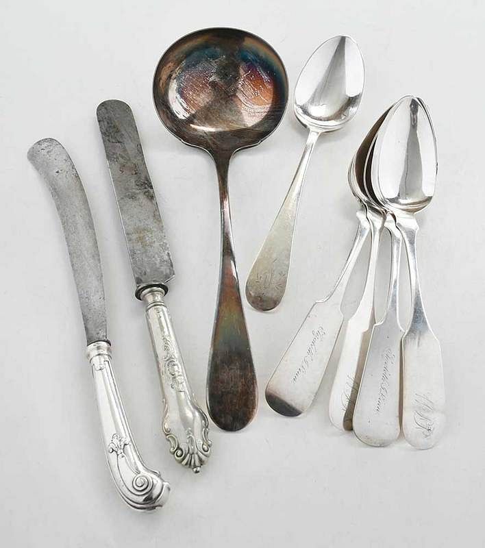 Appraisal: Large Assortment of Silver Flatware th th century including set